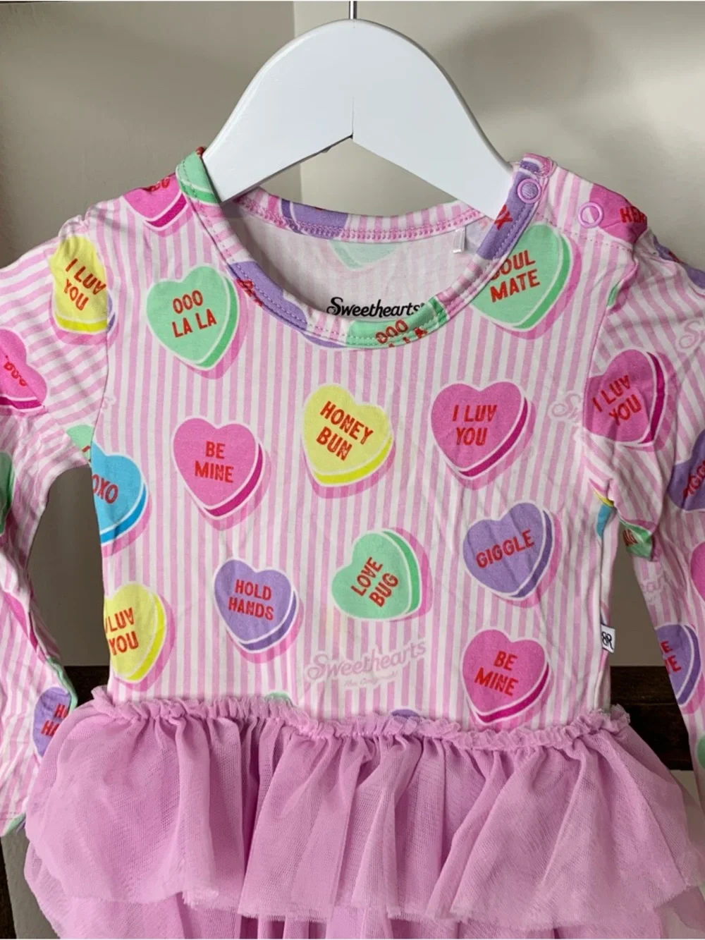 Bums and Roses Sweethearts Candy Heart Tutu Bodysuit Size 18-24M